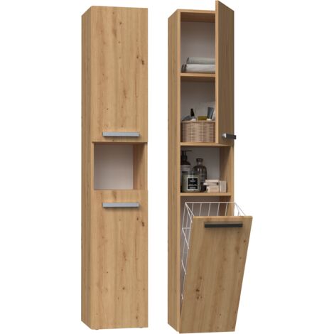 HORTI - Bathroom furniture with laundry basket - 31x30x174cm - Bathroom storage column