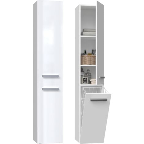 YANA - Bathroom furniture with laundry basket - 31x30x174cm - Bathroom storage column