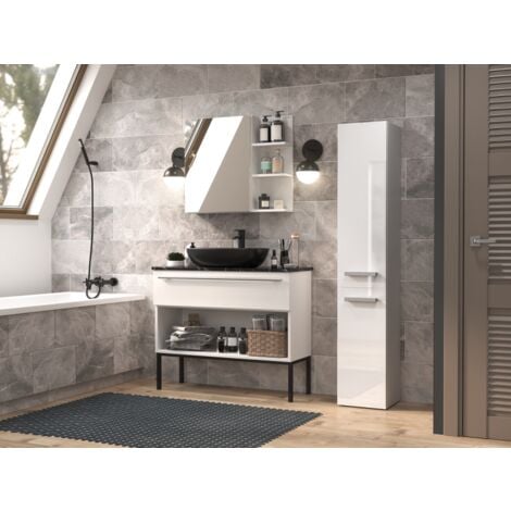 YANA - Bathroom furniture with laundry basket - 31x30x174cm - Bathroom storage column