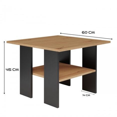 AURA - Square industrial style coffee table - 60x60x45 cm - Wooden coffee table