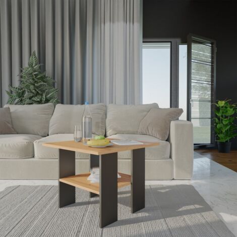 AURA - Square industrial style coffee table - 60x60x45 cm - Wooden coffee table