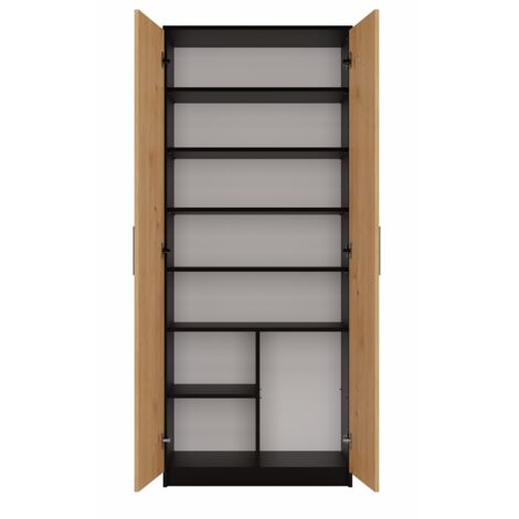 PARLA - Modern wardrobe with 6 shelves - 180x74x35cm - Storage furniture - Office wardrobe