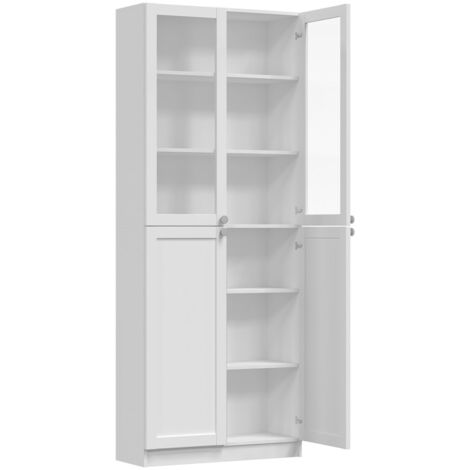 PERRY - Four-door display cabinet - Classic style - 6 shelves - 80.5x31x200 cm - Living room furniture