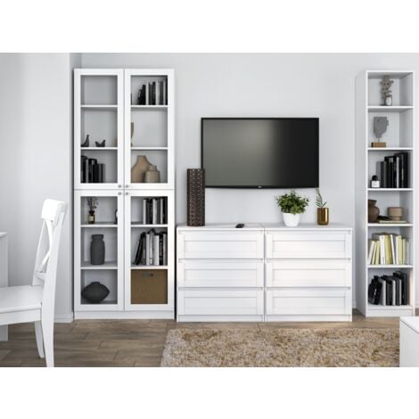 PERRY - Four-door display cabinet - Classic style - 6 shelves - 80.5x31x200 cm - Living room furniture