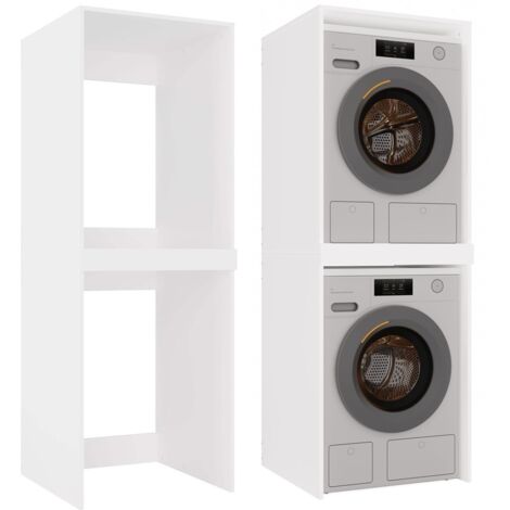 Pola Twin White Laundry Cabinet Washer Dryer Storage Unit