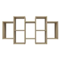 SELMA - Modern living room hanging bookcase - 129.5x20x65 - 7 shelves