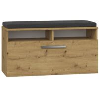 RIVI - Shoe cabinet with seat and storage - Up-and-over door - Dimensions: 46x85x35 - 6 shelves - Artisan