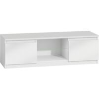 TIVOLI - Modern TV stand - 140x40x36cm - 2 niches + 2 doors - TV/audio storage - Gloss white