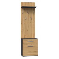VIONI - Hallway cloakroom unit - Wall-mounted coat hook with shelf - 5 hooks - Drawer + storage unit