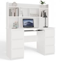 Kuba Desk With Hutch White Home Office Desk With Storage