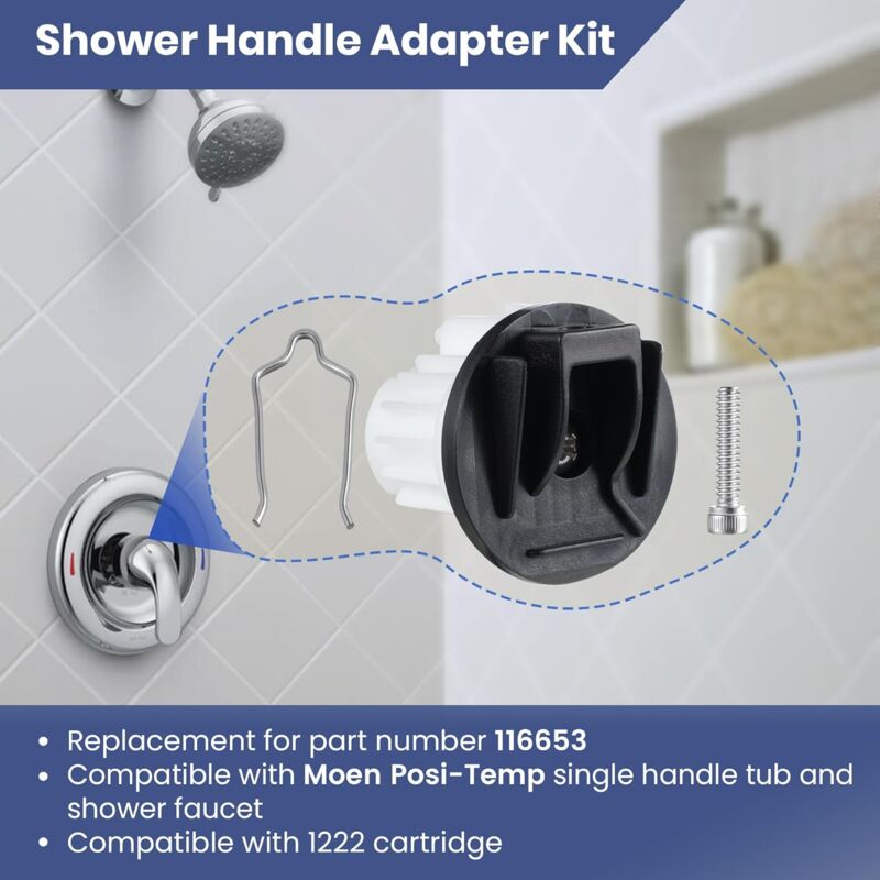 thumbnail image 2 of Replacement Shower Handle Adapter Kit For 116653, Compatible With Moen Single-Handle Posi-Temp Tub/Shower Faucet Cartridges 2 of 10
