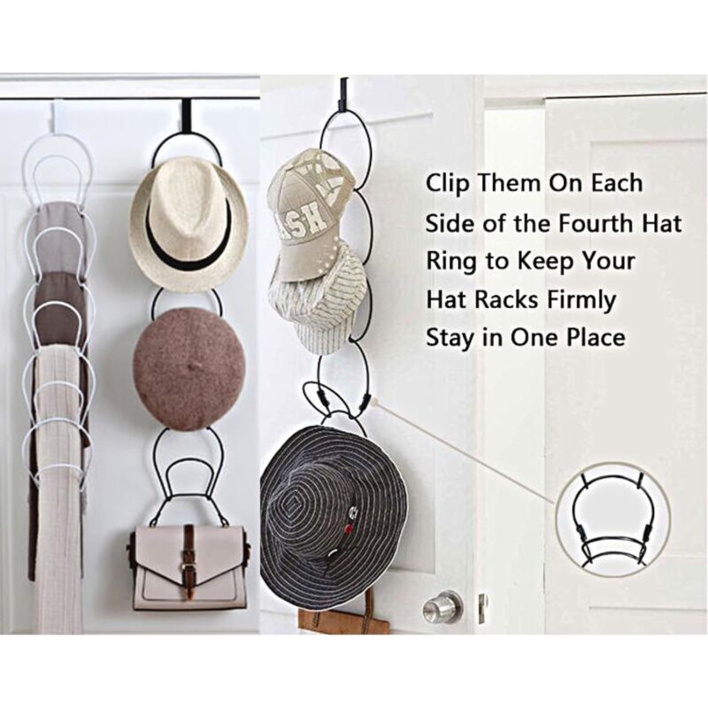 Hat Hangers For Closet, 2 Pack Hat Organizer For Baseball Caps With 14