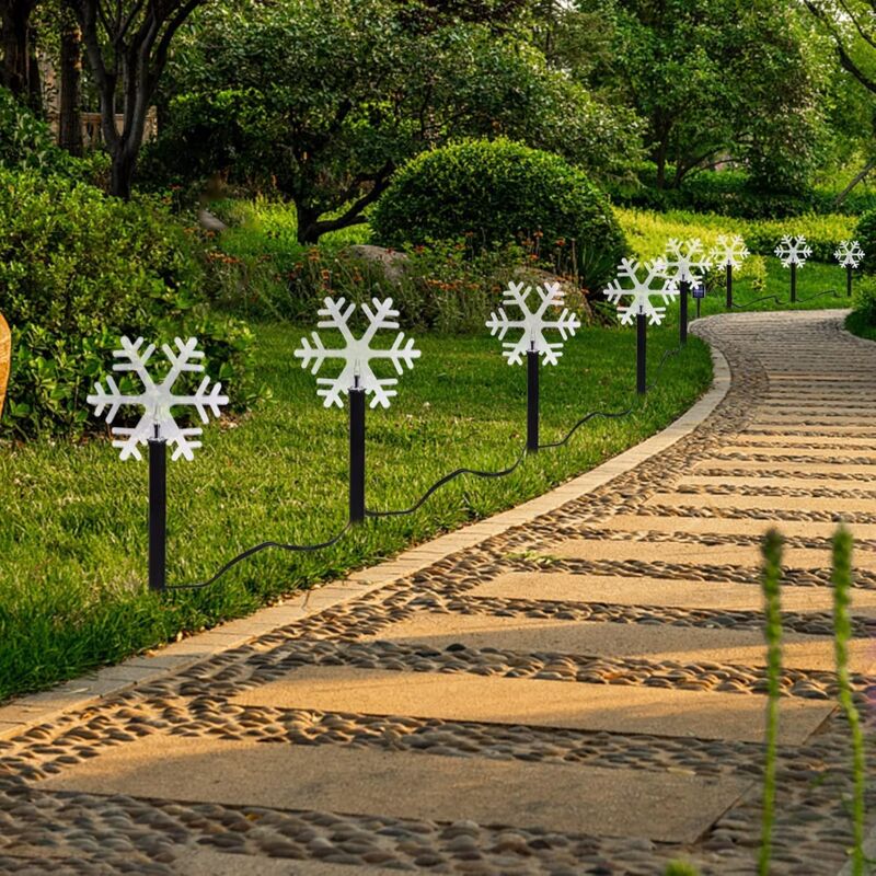 6 Pack Solar Snowflake Christmas Pathway Lights, 8 Modes 120 LEDs Solar Christmas Yard Stakes Outdoor Waterproof Christmas Snowflake Tree Lights For Garden Yard Lawn Pathway Grave Decor 267910176978583554