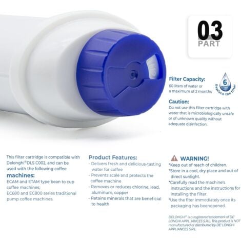 Set of DLSC002 Water Filter Compatible Delonghi Magnifica
