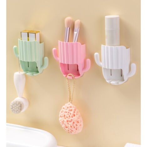 four 2 in 1 Kids Toothbrush and Toothpaste Holder, Suction Cup, Cartoon Razor Drainage Organizer with Hooks for Bathroom, Mirror, Dresser Counter COOCHEER