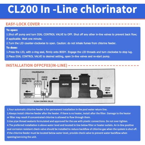CL200 In-Line Automatic Chlorinator Compatible with Hayward Cl200