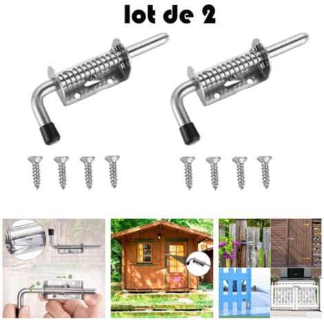 2 Pièces Loquet Ressort Robuste Inox, 10 X 128mm Boulons à Ressort en Acier Inoxydable, Barrel Bolt pour Porte de Garage/de Jardin, Placard