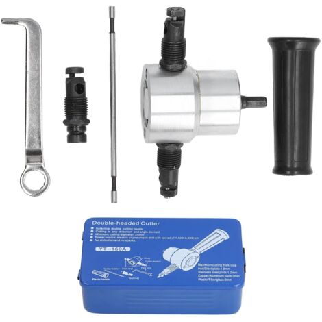 Drill Attachment Metal Punching and Shearing Tool Set, Double Ended Sheet Metal Punching and Shearing Tool for Sheet Metal Production, Aluminum Alloy Materials