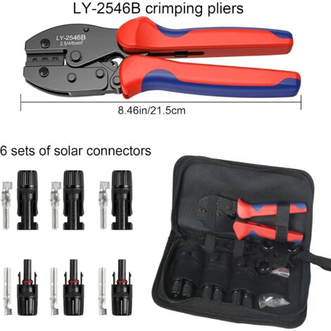 Solar PV Panel Crimping Tool Kit: Wire Stripper + 8 Solar Connectors Wrench Crimper For Awg14 10 Cables Solar Assembly Install Tool Tools Hardware