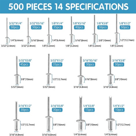 Aluminum rivet sizes sales