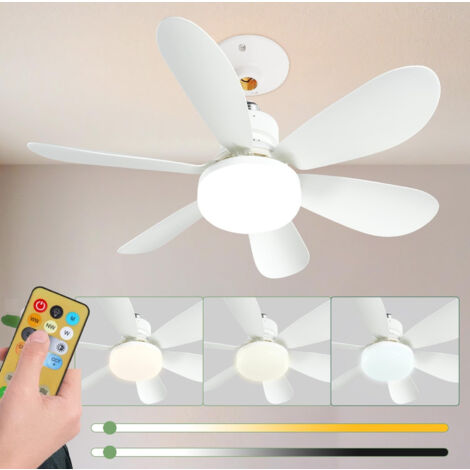 52cm Quiet Ceiling Fan with Light and Remote Control, 40W Ceiling Fan Lamp with E27 Socket, Dimmable LED Ceiling Fan for Bedroom, Living Room, 3 Speeds, 6 Blades [Energy Class E]