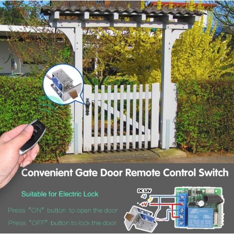 Universal Wireless Remote Control Switch 433MHz DC 12V 1CH RF Relay Receiver Module with 1 Transmitter, EV1527 Learn Code DIY Remote Control
