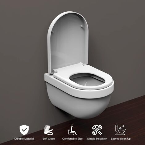 U-Shape Toilet Seat, Toilet Bowl with Falling Brake, Toilet Seat with Soft Close, Universal Toilet Seat, White