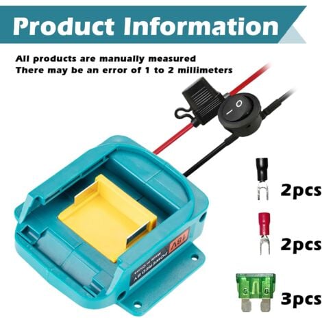 Power Wheel Adapter for 18V Makita Battery, Battery Adapter, Basic Power Connector with Fuse and Switch 14 AWG, Battery Conversion Kit