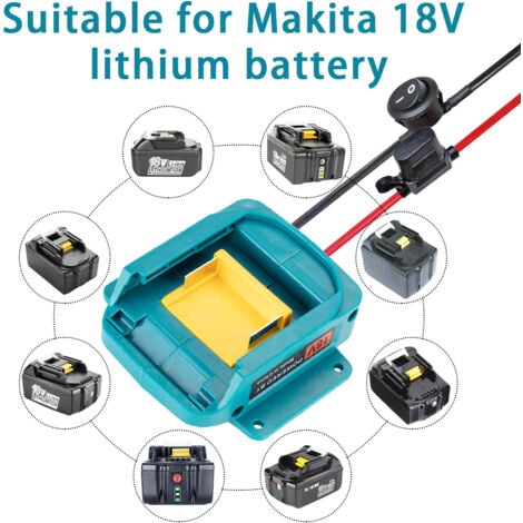 Power Wheel Adapter for 18V Makita Battery, Battery Adapter, Basic Power Connector with Fuse and Switch 14 AWG, Battery Conversion Kit