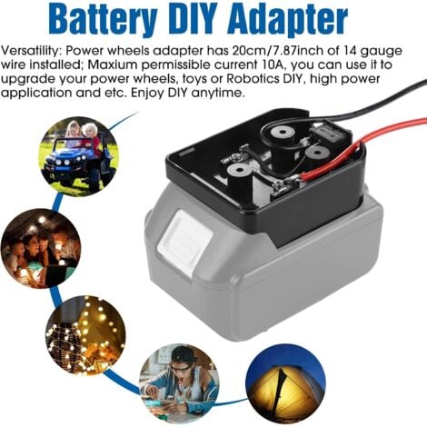 18V Battery Adapter for Makita 18V Battery with 14 AWG Wires Cable Battery Converter Leveling Toy DIY Modify ABS Compatible with MAKITA BL1815 BL1830 BL1840 BL1850