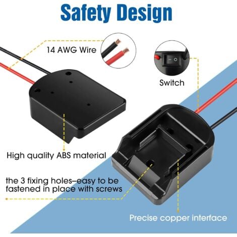 18V Battery Adapter for Makita 18V Battery with 14 AWG Wires Cable Battery Converter Leveling Toy DIY Modify ABS Compatible with MAKITA BL1815 BL1830 BL1840 BL1850