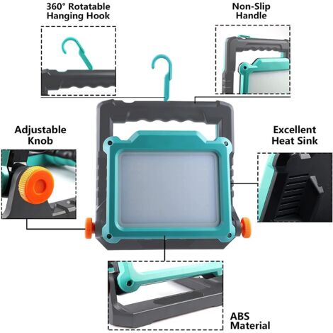 Alian for Makita battery adapter 18 V work light for Milwaukee M18 LED construction spotlight, for DeWalt battery 20 V construction site light