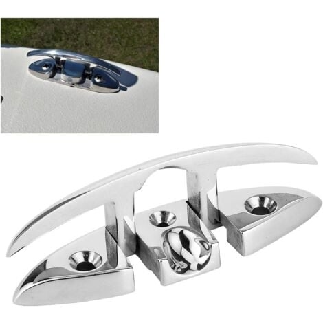 ORLANG 4 Inch 316 Stainless Steel Boat Cleats, Open Base Dock Cleats With Installation Accessories Screws, Boat Dock Cleats Rope Cleat