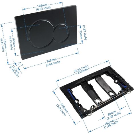Control Plate, Cistern Cistern Replacement Parts, Old Models Control Plate for Geberit Sigma01 UP320&300, Dual Flush, 1 Piece Black