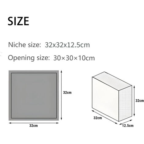 Bathroom niche, stainless steel shower wall niche, single-layer shower wall niche, recessed shower niche 32 x 32 x 12.5 cm, black