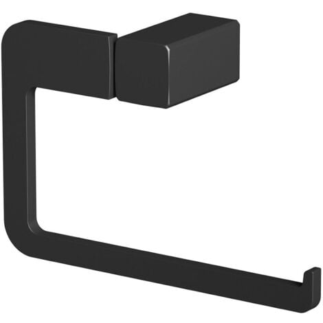 Bathroom WC Toilet Paper Holder Black Square Wall Mounted Stylish Modern