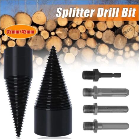 thumbnail image 2 of Wood Log Splitter Firewood Drill Bit 9-Piece Firewood Splitter Drill Bit Set - 32mm/42mm Log Splitters With 6 Handles Step Drill Bit 2 of 11
