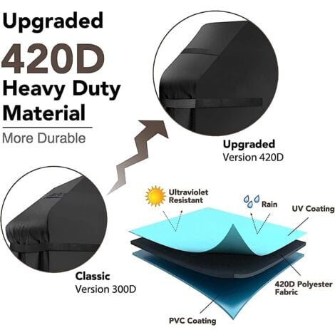 Grill Covers, Waterproof Grill Cover, Windproof, Tear-Resistant Grill Cover with Straps and Storage Bag (145 x 61 x 117 cm)