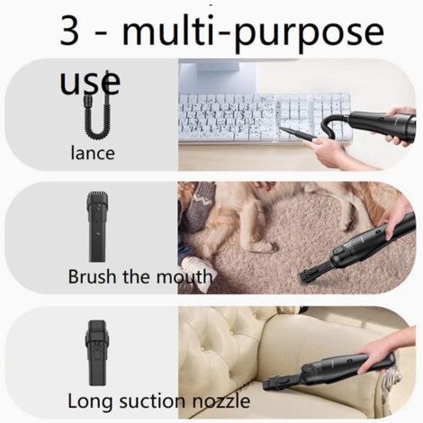 Car Vacuum Cleaner, Cordless Handheld Vacuum Cleaner, Mini Desktop Vacuum Cleaner, 3 in 1 Car Vacuum Cleaner, Triple Filter, Working Time 25 Mins, for Home/Car (Black)