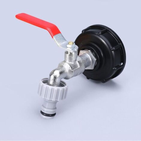 1000L Water Tank Tap with Garden Hose Tap Adapter, IBC Tap Connector S60X6, Rain Collector Garden Tap (1/2" Plastic Adapter)