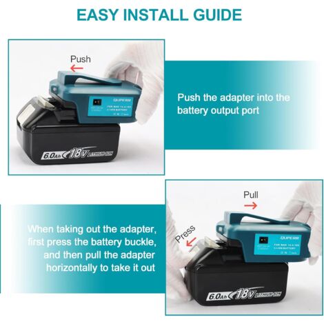 Adp05 Power Source Battery Adapter Work Light Converter for Makita 14.4V & 18V Battery with a Pair of USB Phone Charger Interface, with Cordless DC Port Flashlight (Adapter Only)