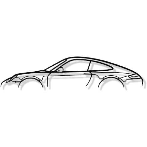 Wanddekoration aus Metall – 911 Carrera Mod 997 – Wanddekoration aus Metall – Auto-Silouette – 120 cm
