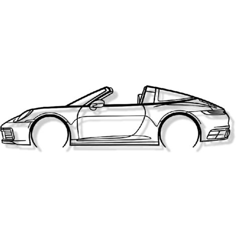 Wanddekoration aus Metall – 911 Targa Mod 991 detailliert – Wanddekoration aus Metall – Auto-Silhouette, 80 cm