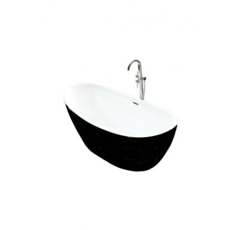 MAYA – ISLAND BATHTUB – Moderne und saubere ovale Badewanne – Acryl – Schwarz – 80 x 150 x 68 cm