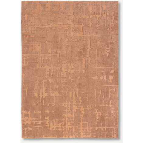 BAOBAB-DESIGN – STRUKTURIERTER TEPPICH MIT SAMTEFFEKT – Hergestellt in Belgien  – Handarbeit – Natürliche Rutschfestigkeit – 100 % Polyester – Za-Kupfer – Rund 240 cm (1/5)