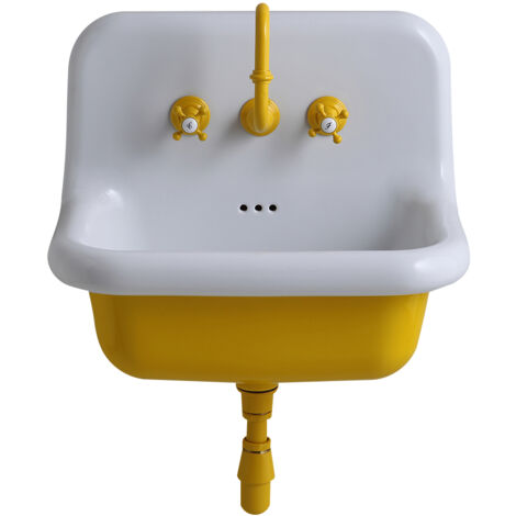 Lavabo in ceramica School Style 60 cm - True Colors - Giallo senape (Giallo Senape)