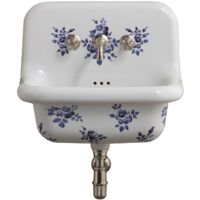 Lavabo in ceramica retrò - 60 cm - True Colors - Fiori - Bianco