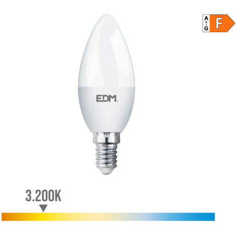 Bombilla Led E14 7w Vela Equivalente A 48w - Blanco Cálido 3200k (1/3)