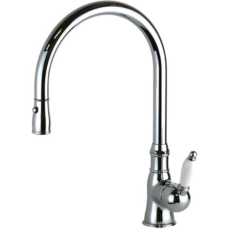Küchenspülenmischer im Retro-Stil mit ausziehbarer Dusche aus verchromtem Messing Gattoni ORTA 0240/PCC0  Chrom