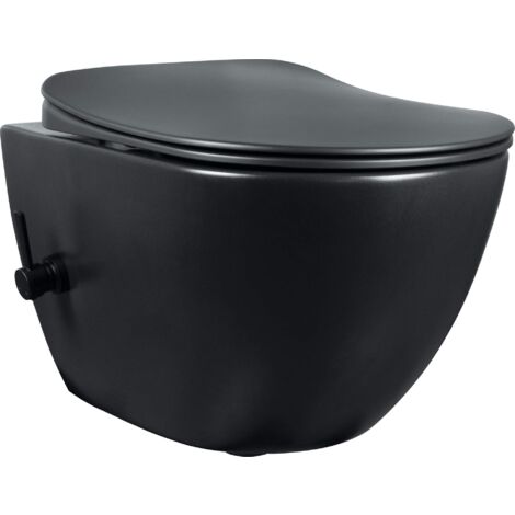 Wandhängendes Keramik-WC ohne Spülrand mit Mischbatterie für Bidetfunktion in Mattschwarz Deante Peonia CBPNWPW matt-schwarz (1/5)